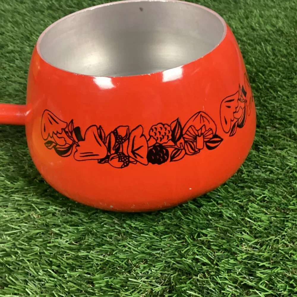 Vintage Mushroom Fondue Set Orange Green